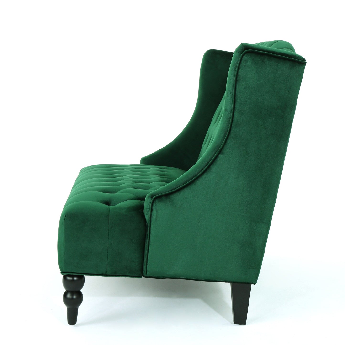 Velvet Button Tufted High Wingback Loveseat Sofa
