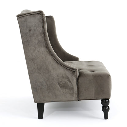 Velvet Button Tufted High Wingback Loveseat Sofa
