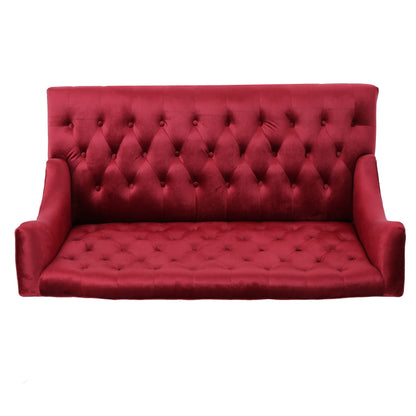 Velvet Button Tufted High Wingback Loveseat Sofa