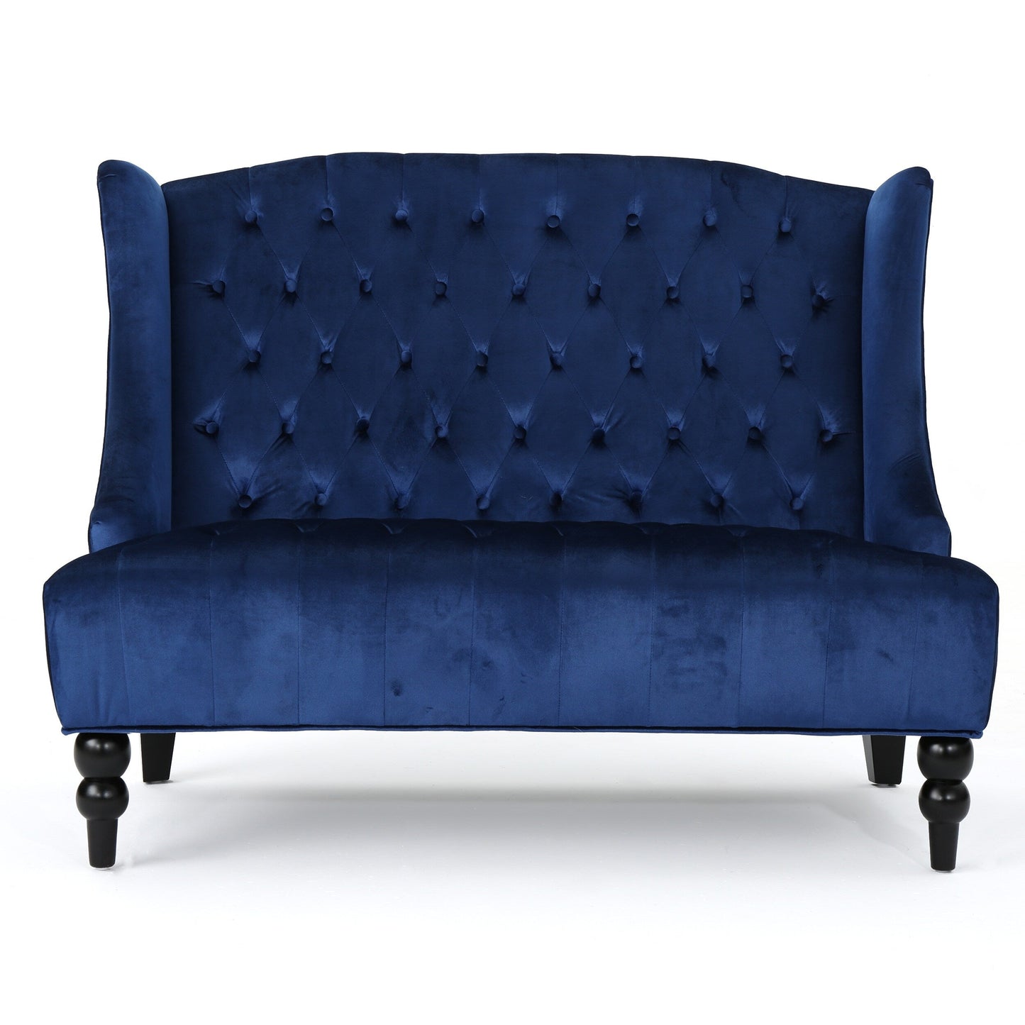 Velvet Button Tufted High Wingback Loveseat Sofa