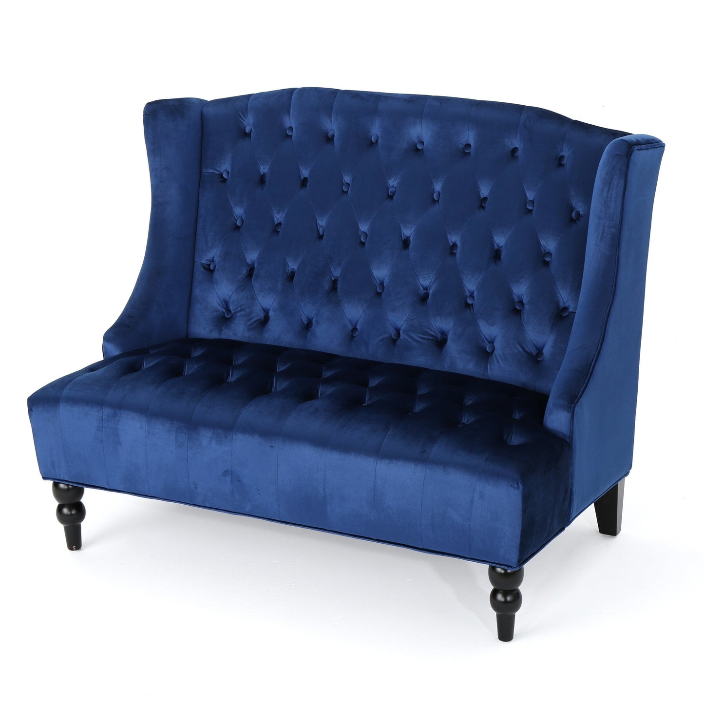 Velvet Button Tufted High Wingback Loveseat Sofa