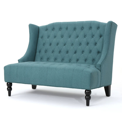 Velvet Button Tufted High Wingback Loveseat Sofa