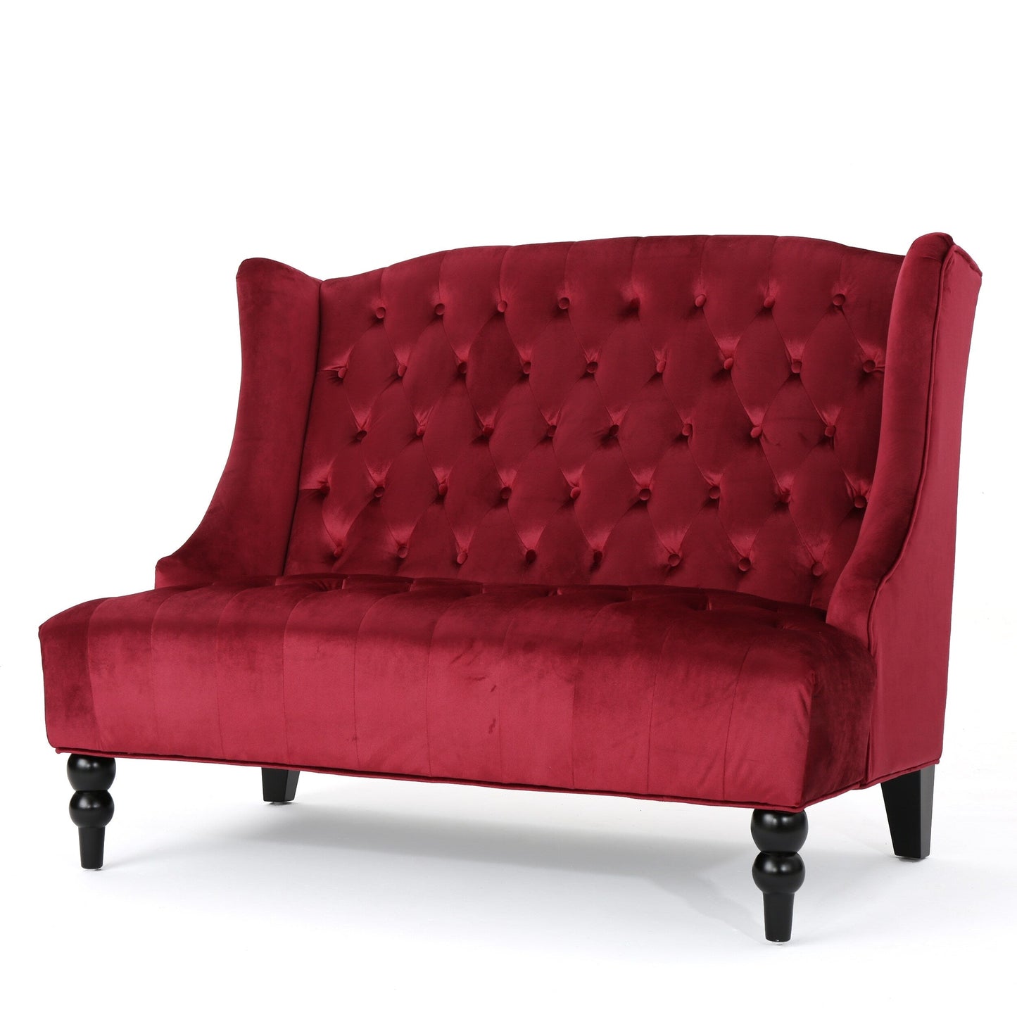 Velvet Button Tufted High Wingback Loveseat Sofa