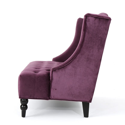 Velvet Button Tufted High Wingback Loveseat Sofa