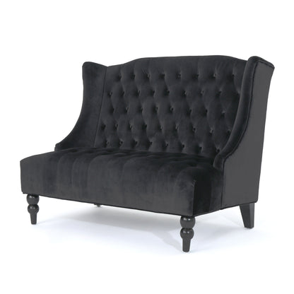 Velvet Button Tufted High Wingback Loveseat Sofa