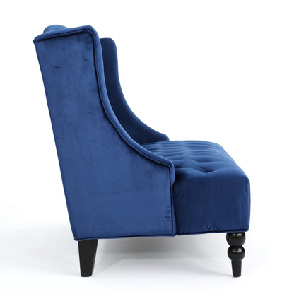 Velvet Button Tufted High Wingback Loveseat Sofa