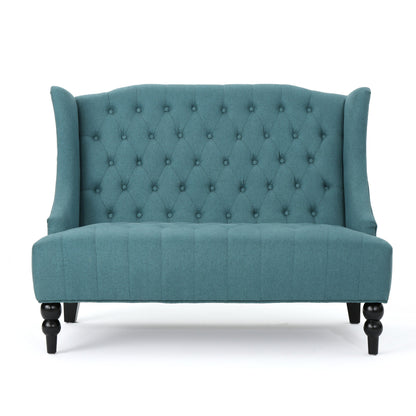Velvet Button Tufted High Wingback Loveseat Sofa