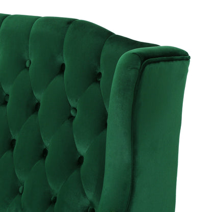 Velvet Button Tufted High Wingback Loveseat Sofa