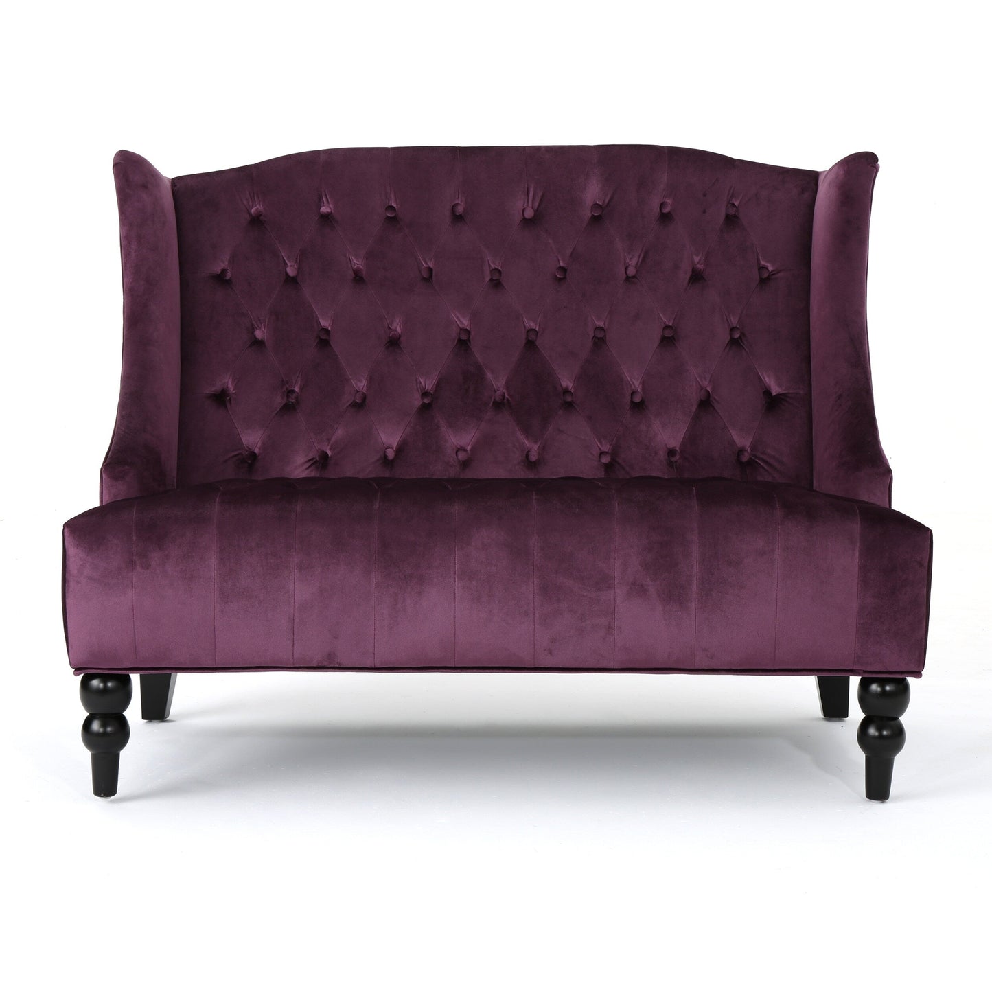 Velvet Button Tufted High Wingback Loveseat Sofa