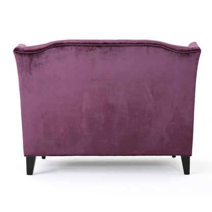 Velvet Button Tufted High Wingback Loveseat Sofa
