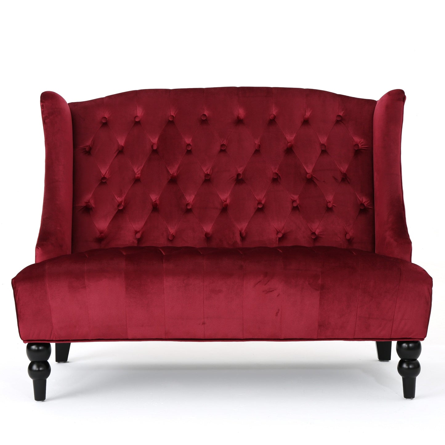 Velvet Button Tufted High Wingback Loveseat Sofa