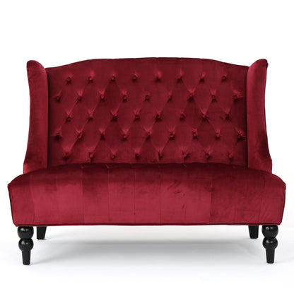 Velvet Button Tufted High Wingback Loveseat Sofa