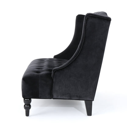 Velvet Button Tufted High Wingback Loveseat Sofa
