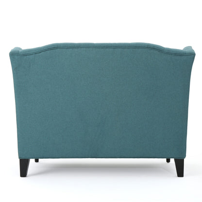 Velvet Button Tufted High Wingback Loveseat Sofa