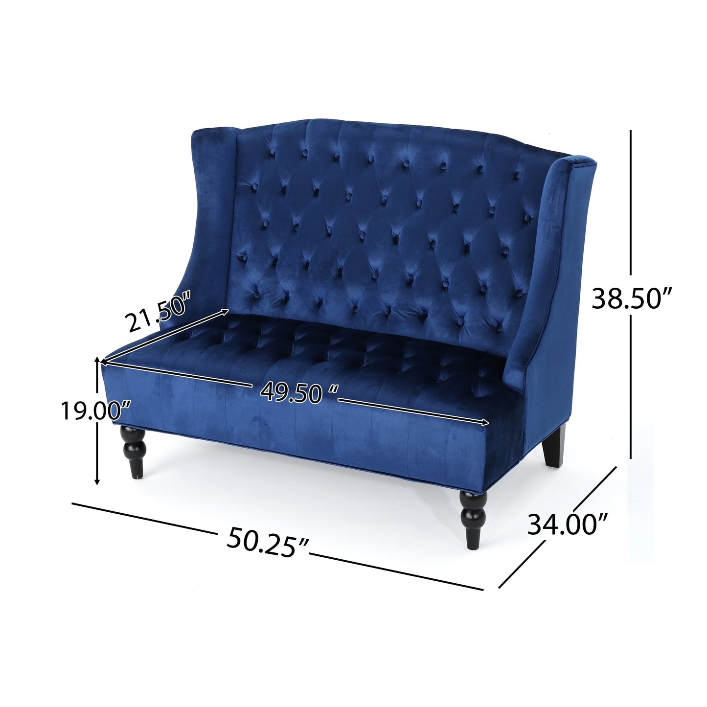Velvet Button Tufted High Wingback Loveseat Sofa