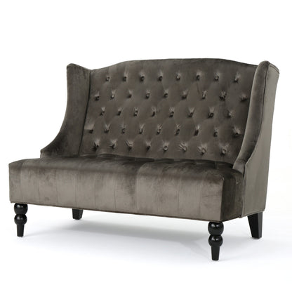 Velvet Button Tufted High Wingback Loveseat Sofa