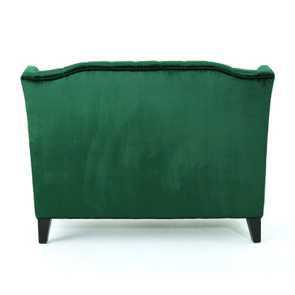 Velvet Button Tufted High Wingback Loveseat Sofa