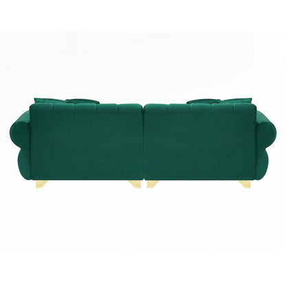 spring-wrapped Sofa cushions with stylish metal feet and 4 throw pillows