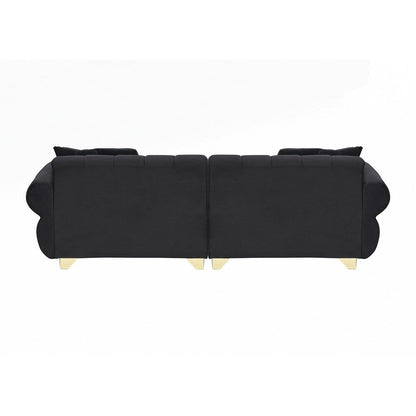 spring-wrapped Sofa cushions with stylish metal feet and 4 throw pillows