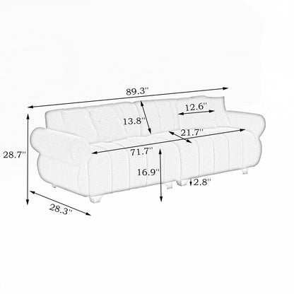 spring-wrapped Sofa cushions with stylish metal feet and 4 throw pillows