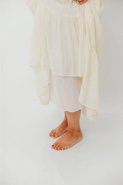 Katy Pleated Bodice Maxi Dress in Cream - Bump Friendly - Restocking End of Sept