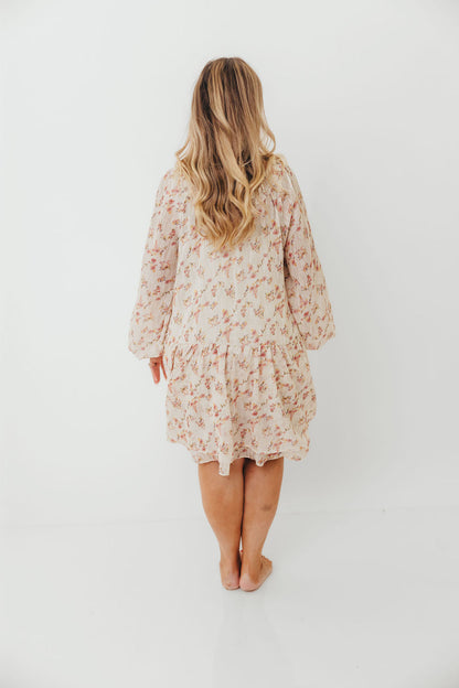 Maui Soft Petals Flare Mini Dress in Cream Multi