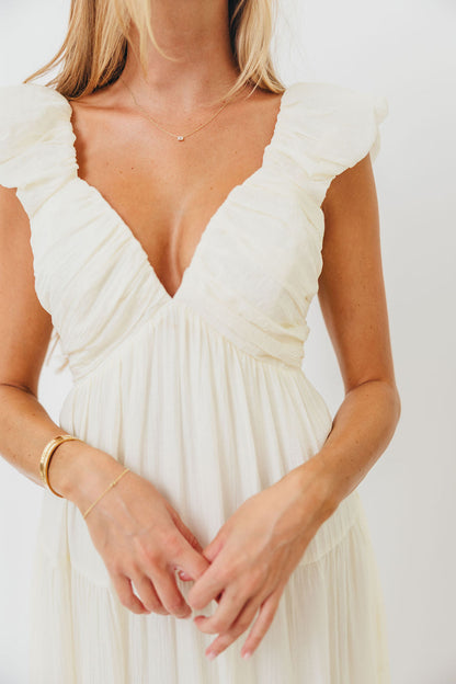 Katy Pleated Bodice Maxi Dress in Cream - Bump Friendly - Restocking End of Sept