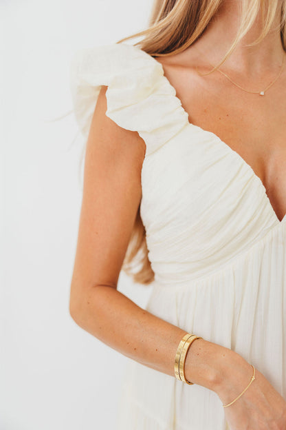 Katy Pleated Bodice Maxi Dress in Cream - Bump Friendly - Restocking End of Sept