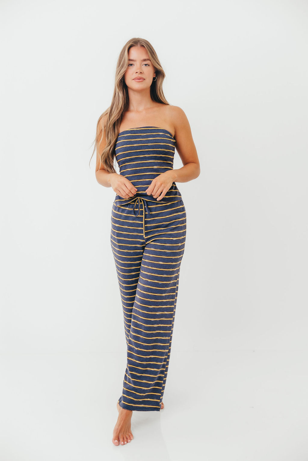 Jennifer Striped Tube Top in Vintage Navy