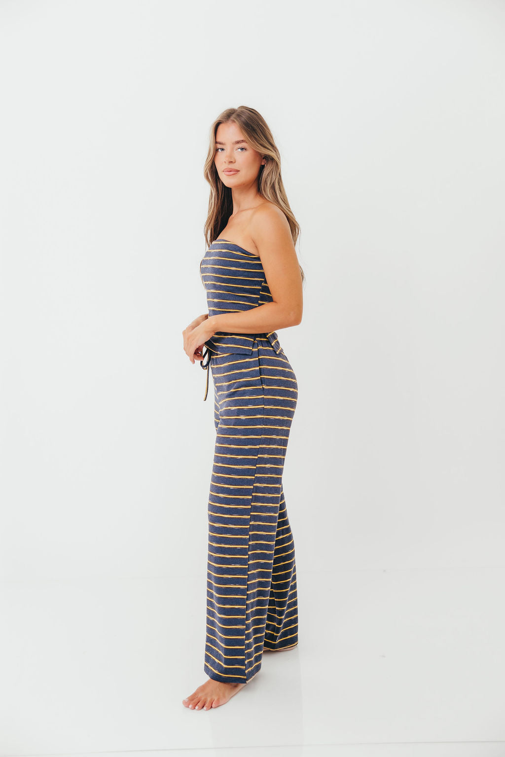 Jennifer Striped Tube Top in Vintage Navy