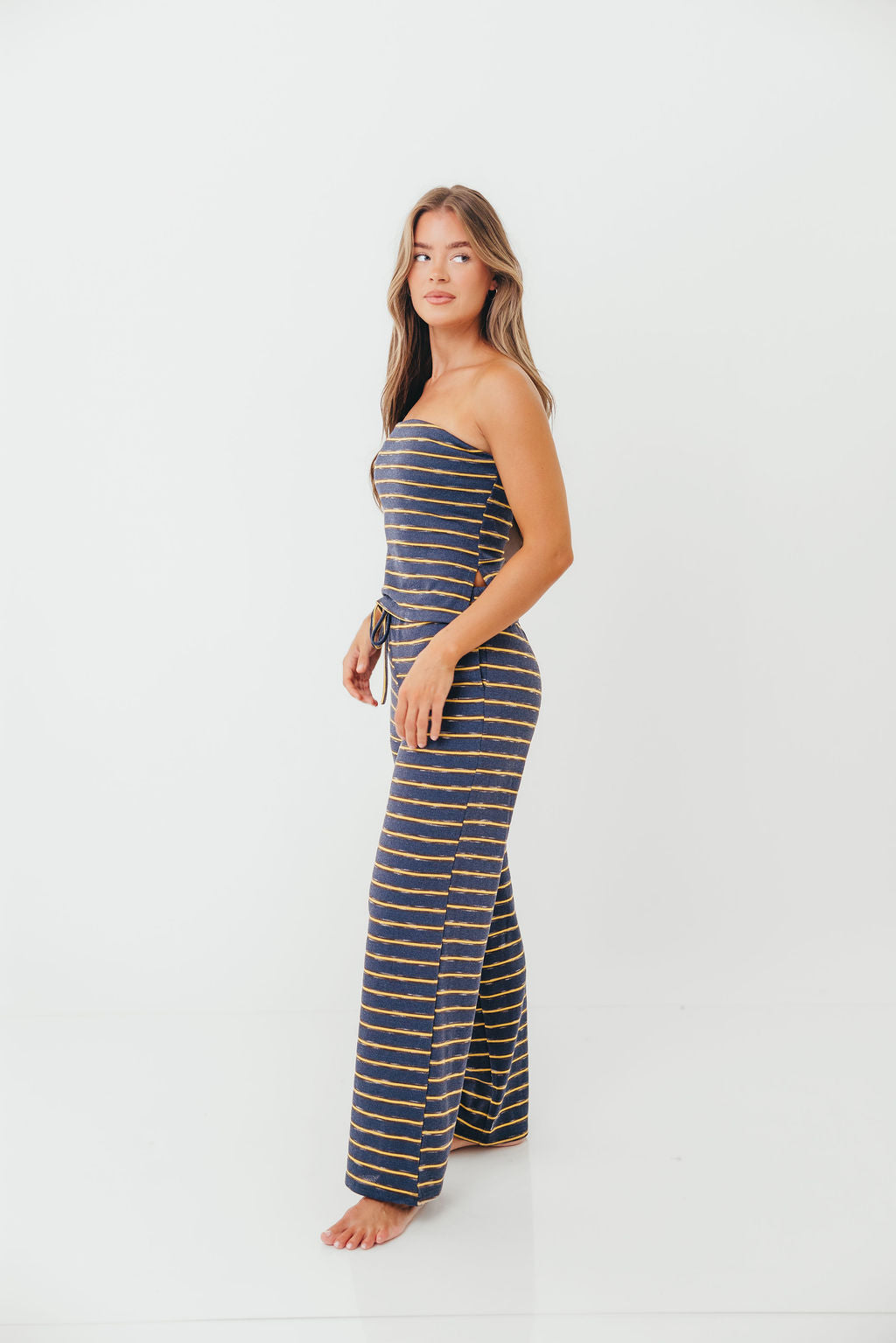 Jennifer Striped Tube Top in Vintage Navy