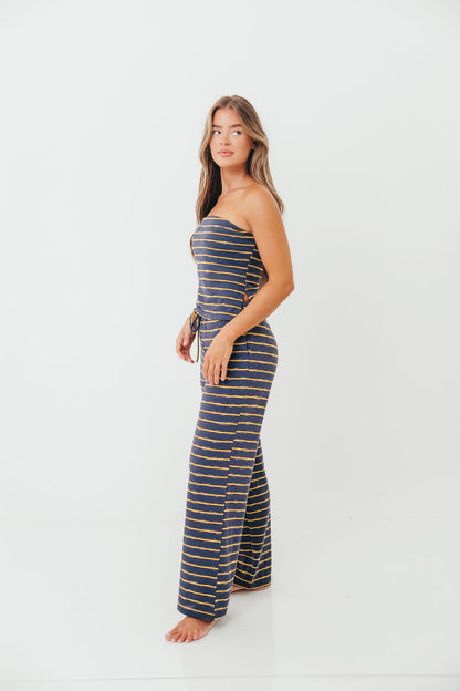 Jennifer Striped Tube Top in Vintage Navy