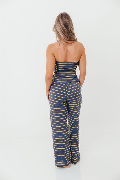 Jennifer Striped Tube Top in Vintage Navy