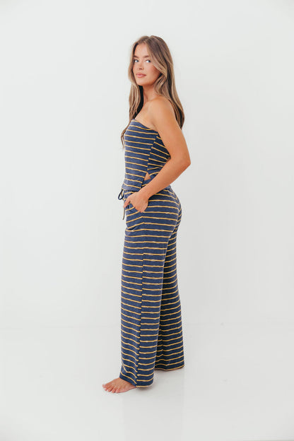Jennifer Striped Tube Top in Vintage Navy