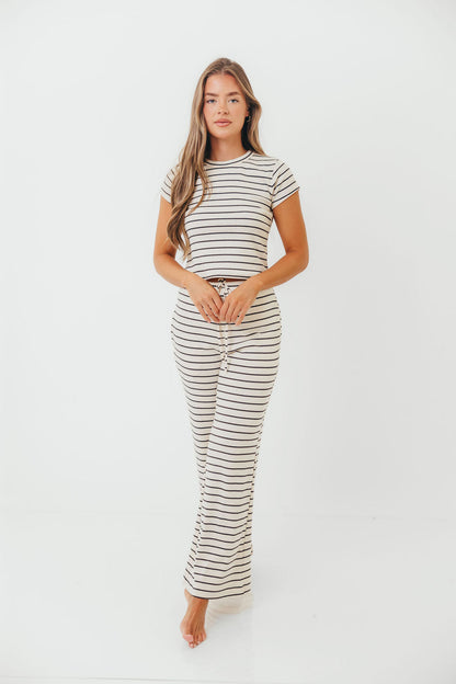 Call Me Striped Top and Pants Set in Cream Black