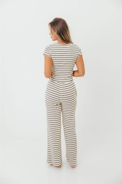 Call Me Striped Top and Pants Set in Cream Black