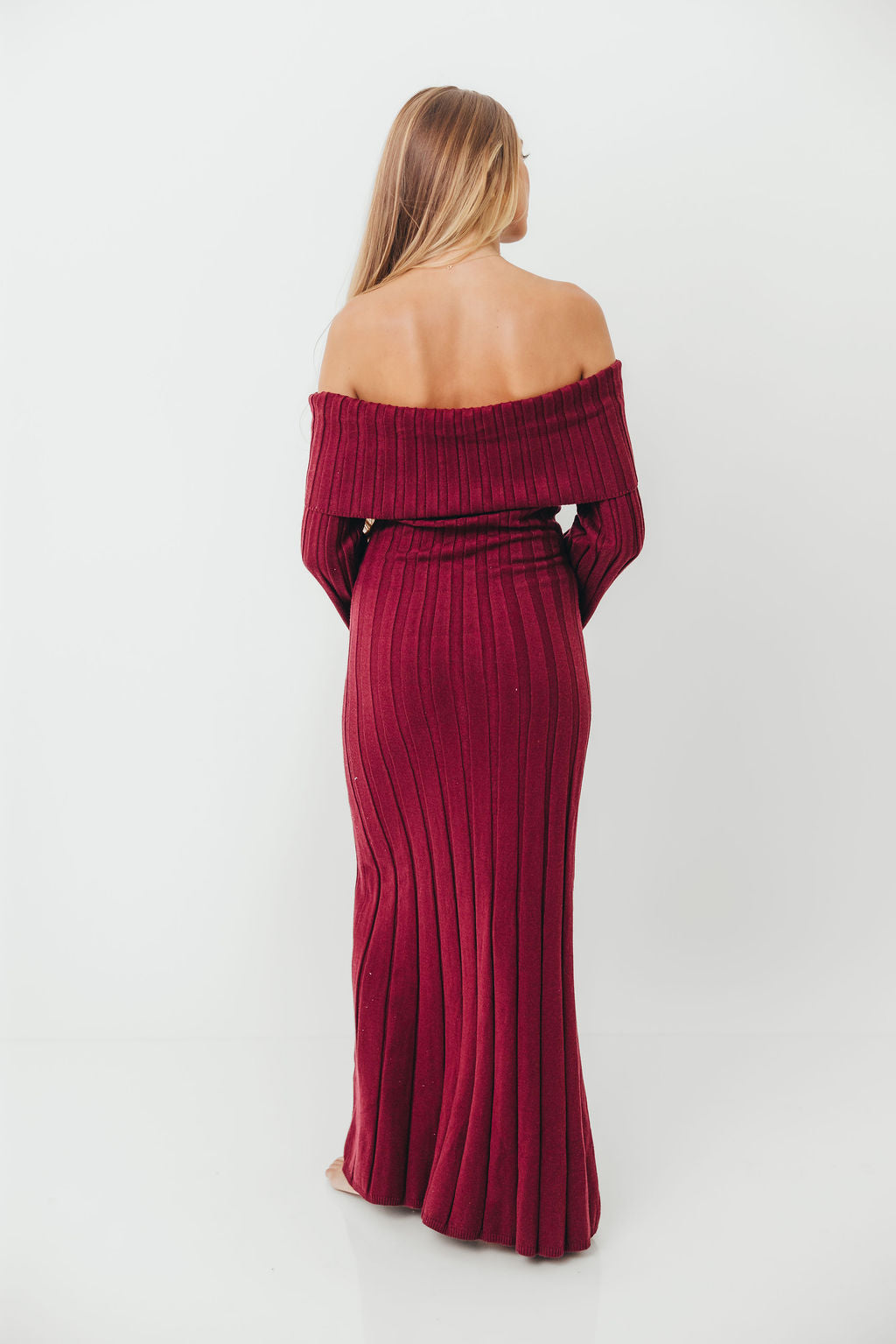 Evella Maxi Dress in Burgundy - Bump Friendly