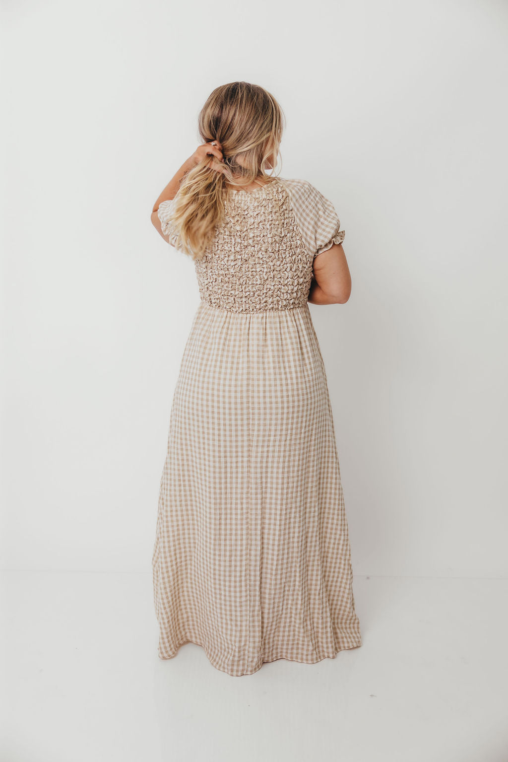 Emilia 100% Cotton Smocked Maxi Dress in Natural - Bump Friendly