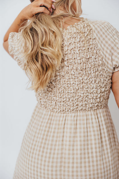 Emilia 100% Cotton Smocked Maxi Dress in Natural - Bump Friendly
