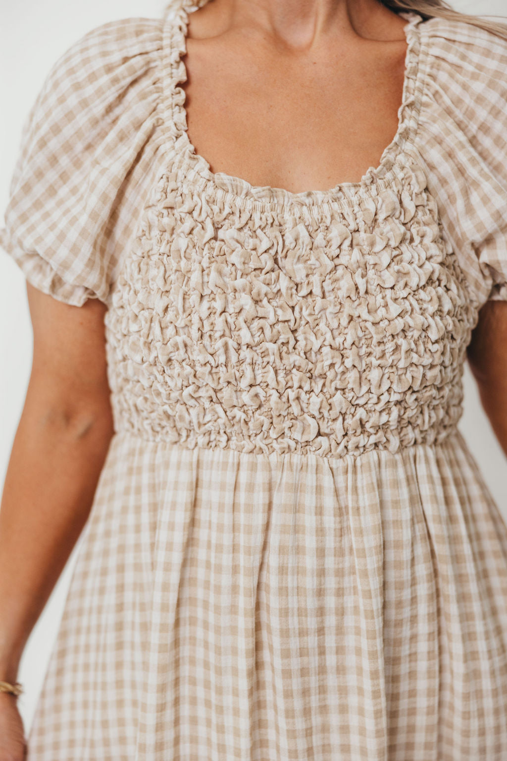 Emilia 100% Cotton Smocked Maxi Dress in Natural - Bump Friendly