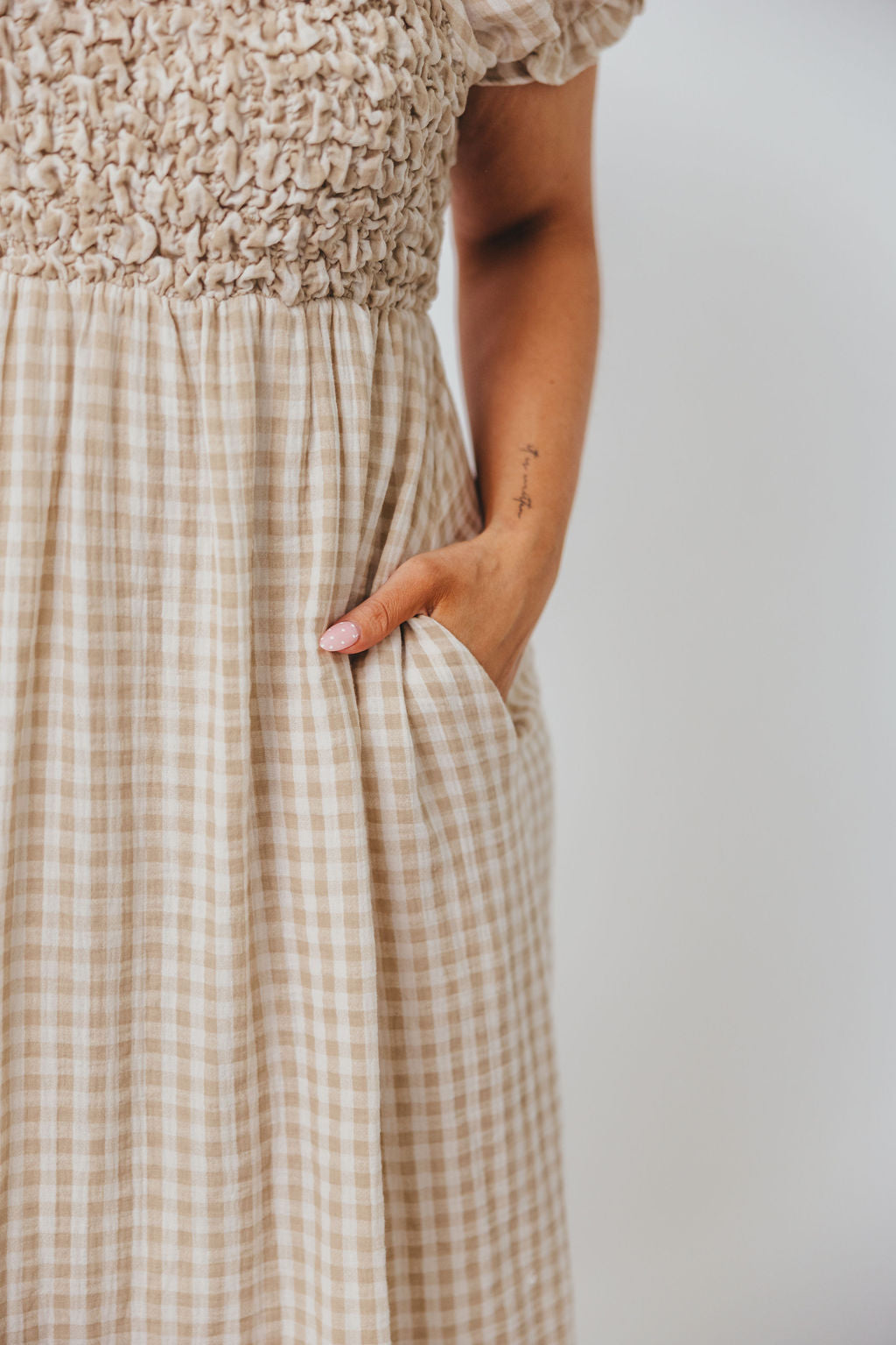 Emilia 100% Cotton Smocked Maxi Dress in Natural - Bump Friendly
