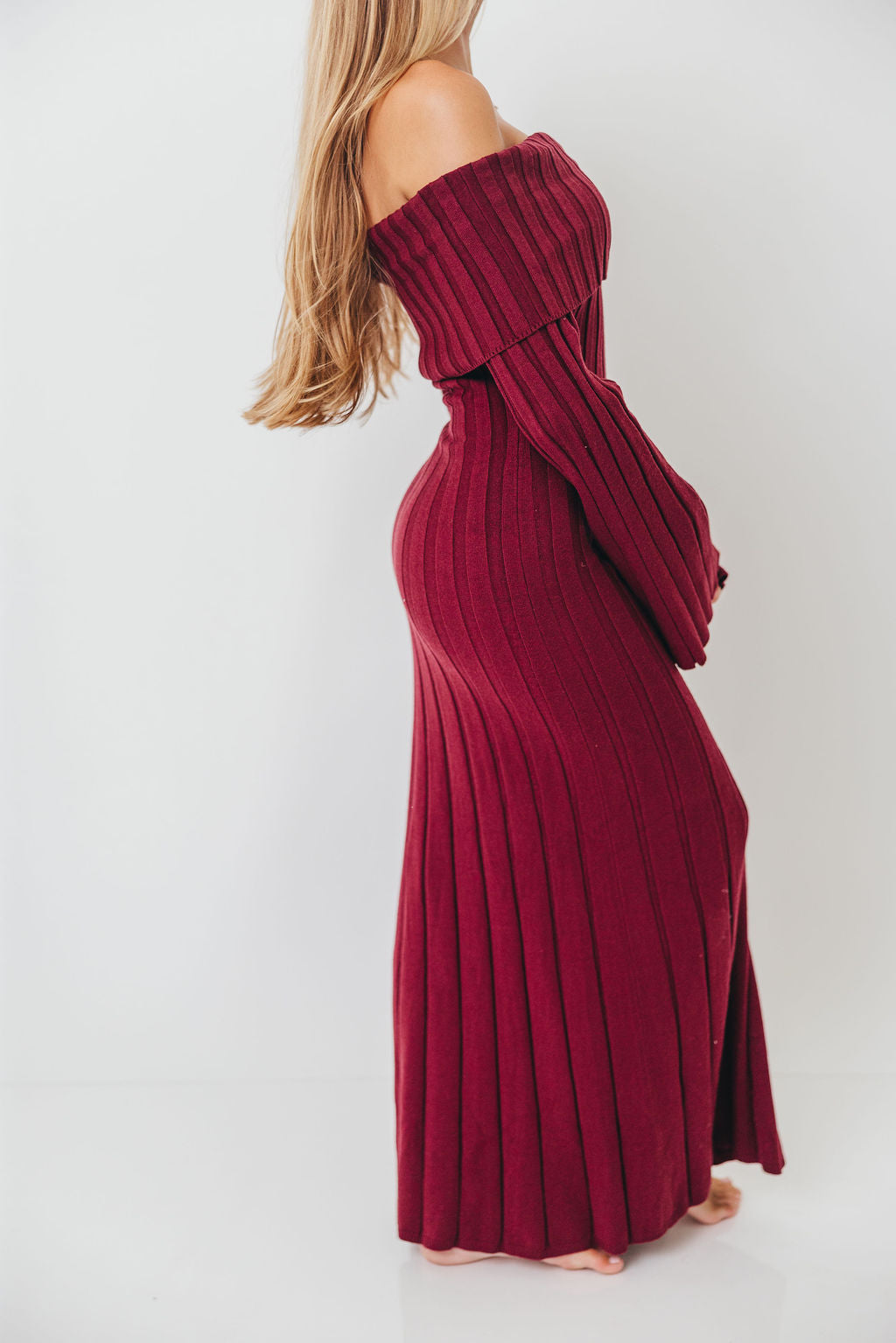 Evella Maxi Dress in Burgundy - Bump Friendly