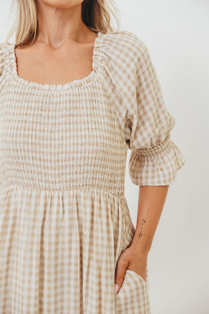Sienna 100% Cotton Puff Sleeve Maxi Dress in Natural - Bump Friendly