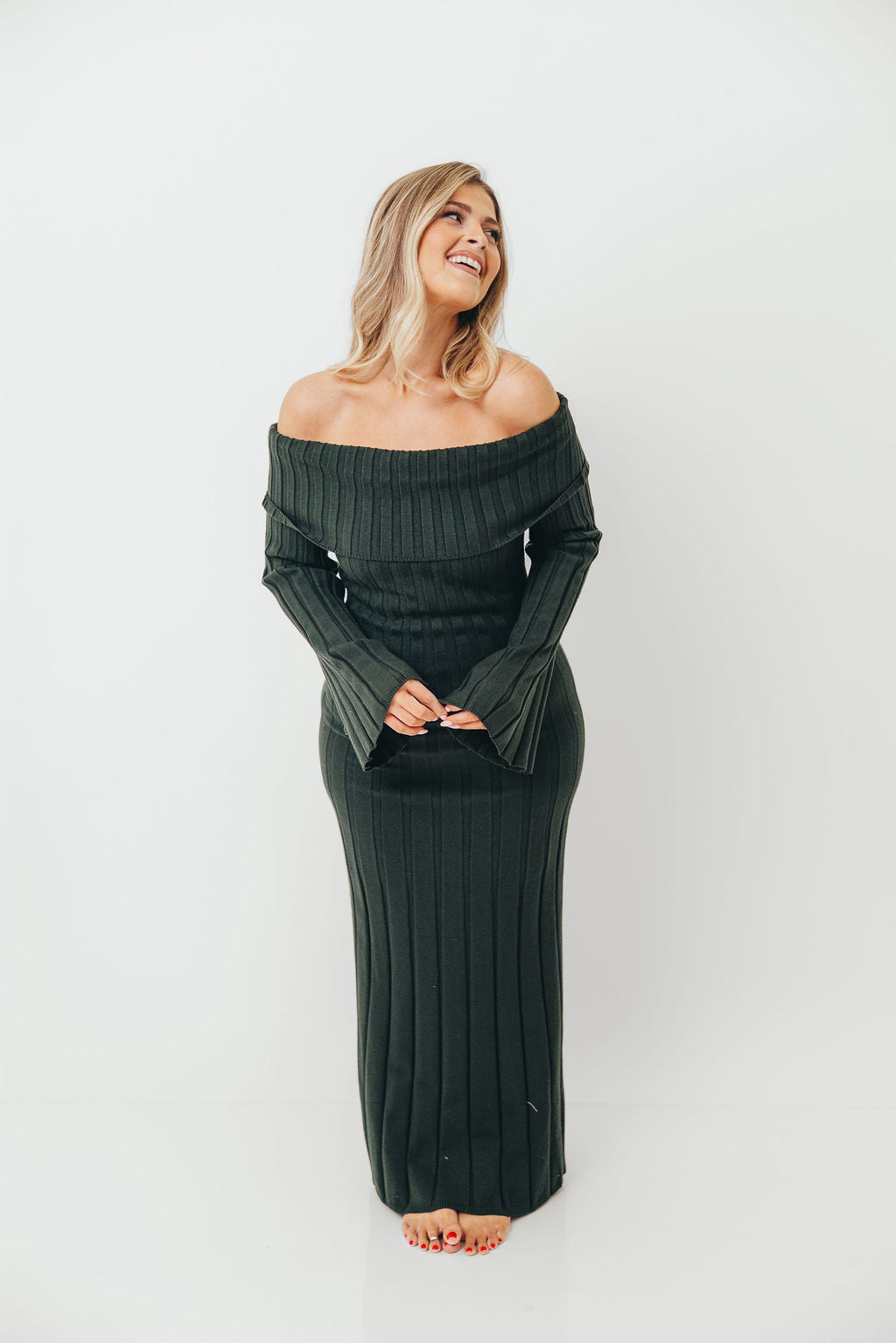 Evella Maxi Dress in Evergreen - Bump Friendly