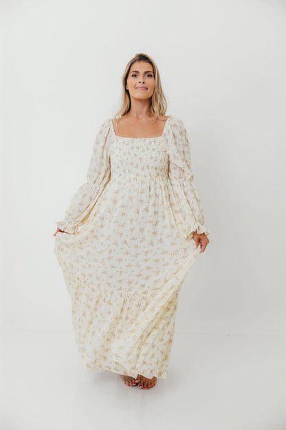 Emerson Smocked Maxi Dress in Blush Floral