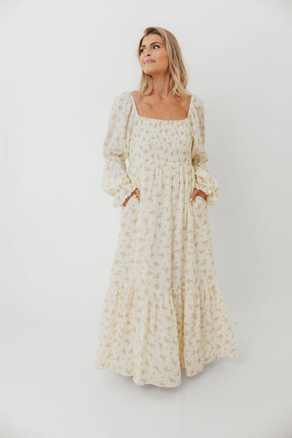 Emerson Smocked Maxi Dress in Blush Floral