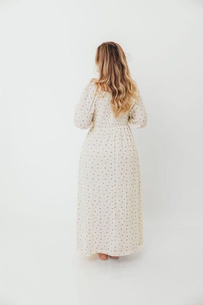 Cecilia 100% Cotton Smocked Maxi Dress in Ivory - Bump Friendly