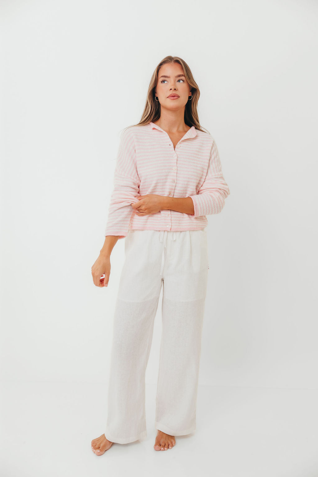 Piper Mini Stripes Cardigan in Pink