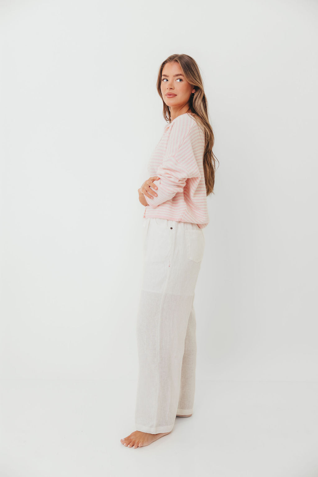 Piper Mini Stripes Cardigan in Pink