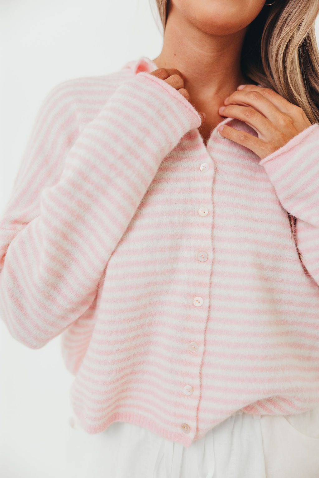 Piper Mini Stripes Cardigan in Pink